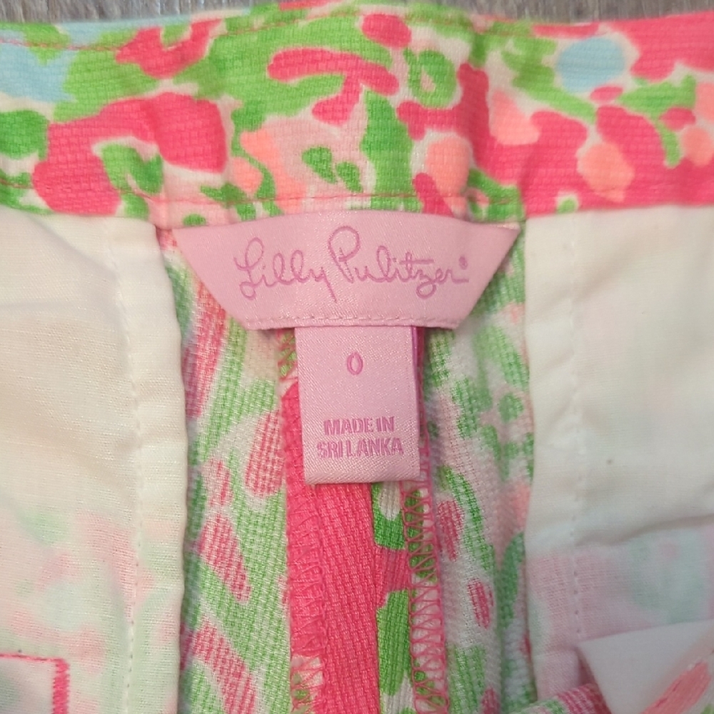 Lilly Pulitzer Pink and Green High Waist Shorts - Picture 2 of 4